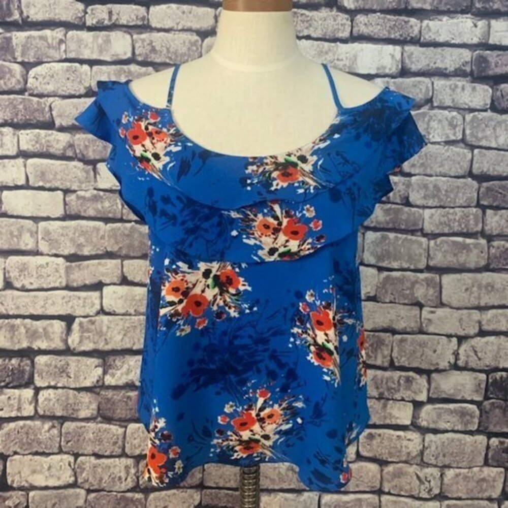 Dex Floral Print Cold Shoulder Blouse Size S